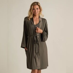 NWT Faceplant Dreams Bamboo Kimono Robe- Earl Grey